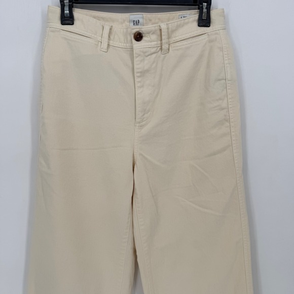 GAP High Rise Wide Leg Crop Pants Ivory Frost Cotton Blend Size 6 Tall - Picture 3 of 9